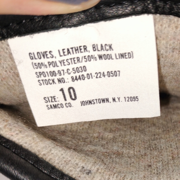 Samco Co. Black Genuine Black Leather Wool Lined Gloves - Picture 5 of 6